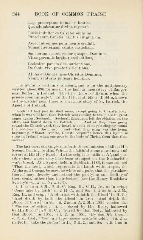 The Book of Common Praise: being the Hymn Book of the Church of England in Canada. Annotated edition page 244