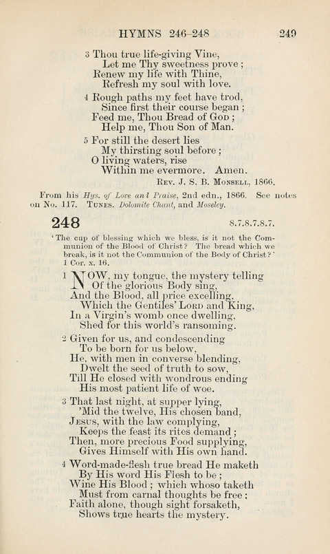 The Book of Common Praise: being the Hymn Book of the Church of England in Canada. Annotated edition page 249