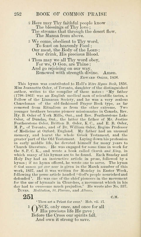 The Book of Common Praise: being the Hymn Book of the Church of England in Canada. Annotated edition page 252