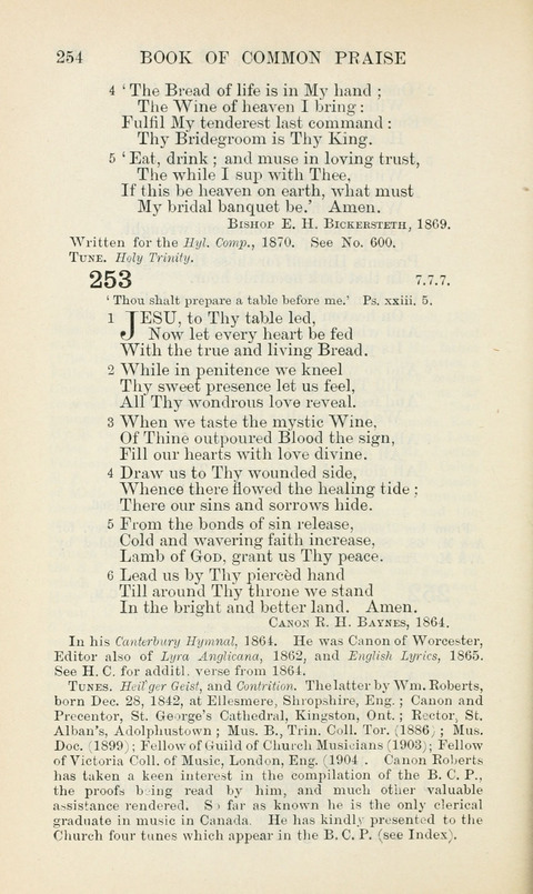 The Book of Common Praise: being the Hymn Book of the Church of England in Canada. Annotated edition page 254