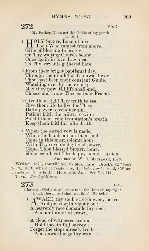 The Book of Common Praise: being the Hymn Book of the Church of England in Canada. Annotated edition page 269