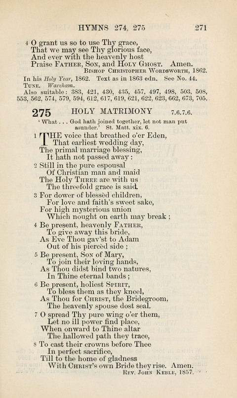 The Book of Common Praise: being the Hymn Book of the Church of England in Canada. Annotated edition page 271