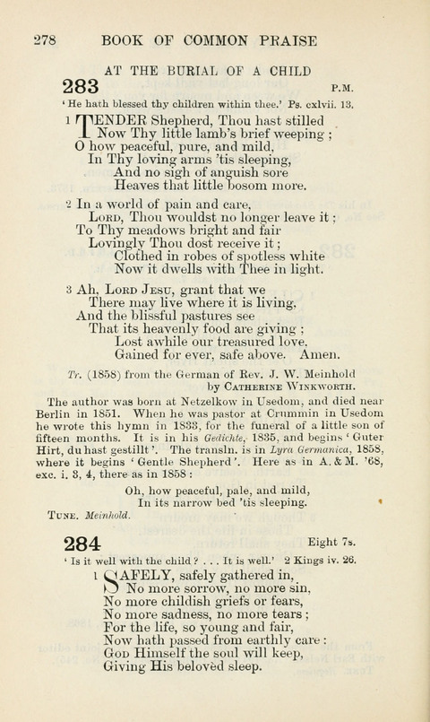 The Book of Common Praise: being the Hymn Book of the Church of England in Canada. Annotated edition page 278