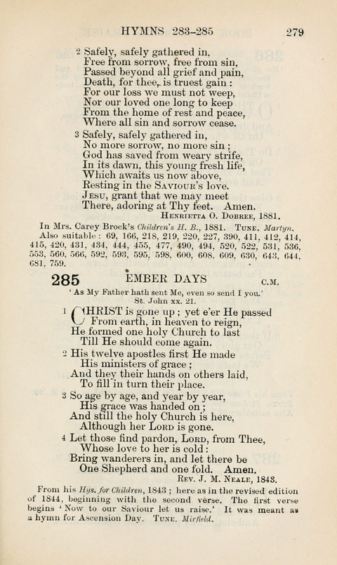 The Book of Common Praise: being the Hymn Book of the Church of England in Canada. Annotated edition page 279