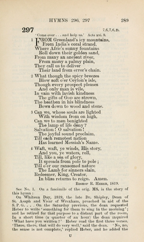 The Book of Common Praise: being the Hymn Book of the Church of England in Canada. Annotated edition page 289