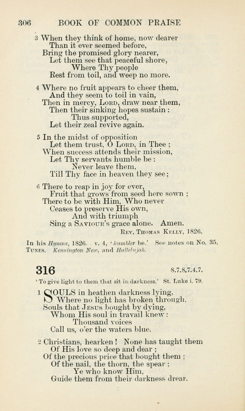 The Book of Common Praise: being the Hymn Book of the Church of England in Canada. Annotated edition page 306