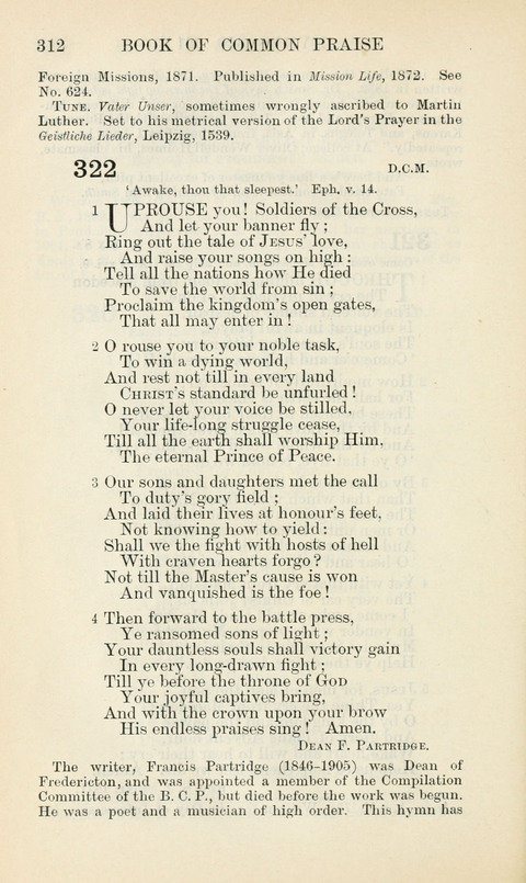 The Book of Common Praise: being the Hymn Book of the Church of England in Canada. Annotated edition page 312