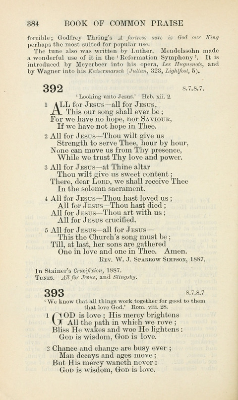 The Book of Common Praise: being the Hymn Book of the Church of England in Canada. Annotated edition page 384