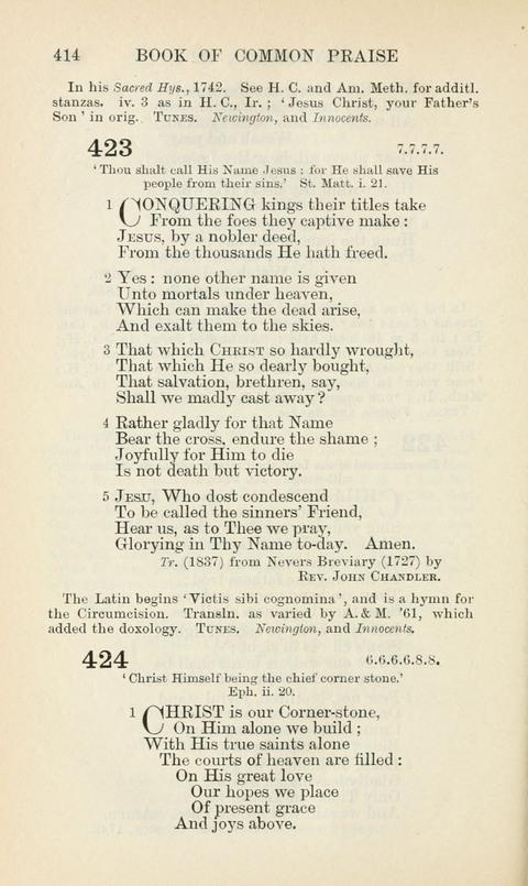 The Book of Common Praise: being the Hymn Book of the Church of England in Canada. Annotated edition page 414