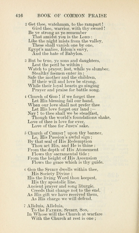 The Book of Common Praise: being the Hymn Book of the Church of England in Canada. Annotated edition page 416