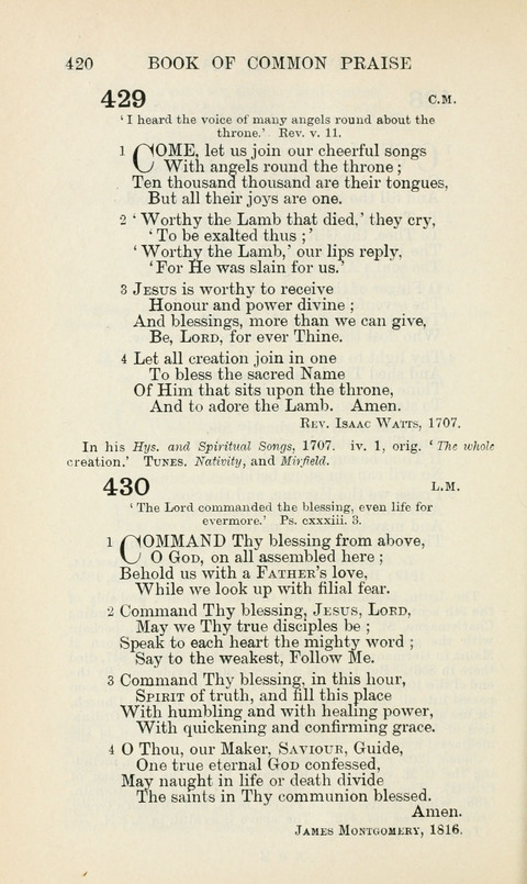 The Book of Common Praise: being the Hymn Book of the Church of England in Canada. Annotated edition page 420