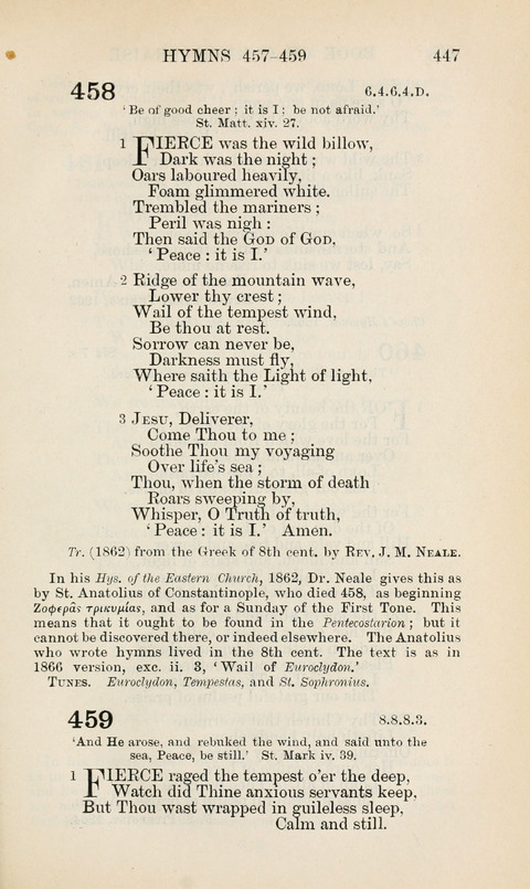 The Book of Common Praise: being the Hymn Book of the Church of England in Canada. Annotated edition page 447