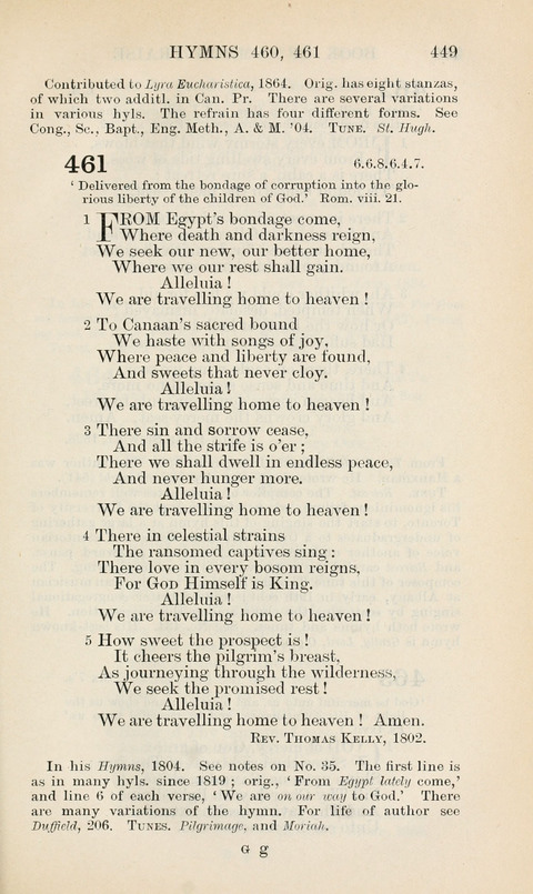 The Book of Common Praise: being the Hymn Book of the Church of England in Canada. Annotated edition page 449