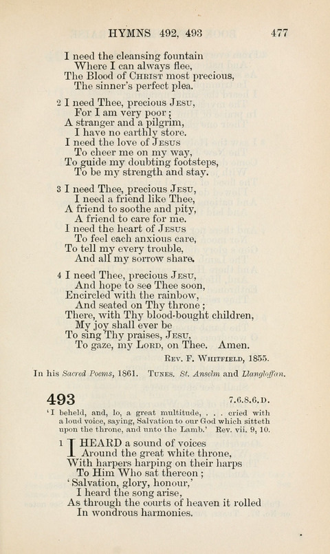 The Book of Common Praise: being the Hymn Book of the Church of England in Canada. Annotated edition page 477