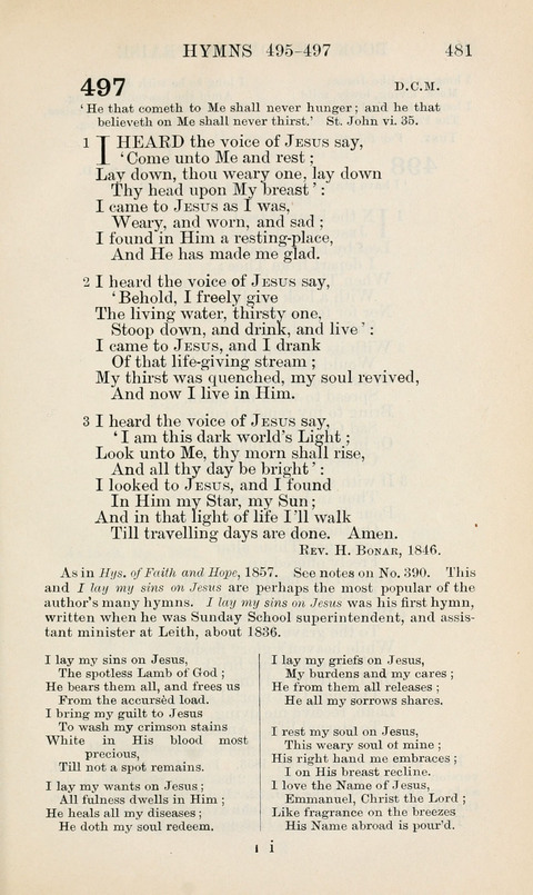 The Book of Common Praise: being the Hymn Book of the Church of England in Canada. Annotated edition page 481