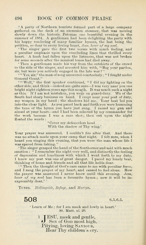 The Book of Common Praise: being the Hymn Book of the Church of England in Canada. Annotated edition page 494