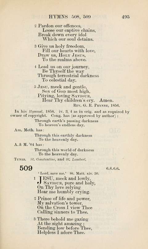 The Book of Common Praise: being the Hymn Book of the Church of England in Canada. Annotated edition page 495