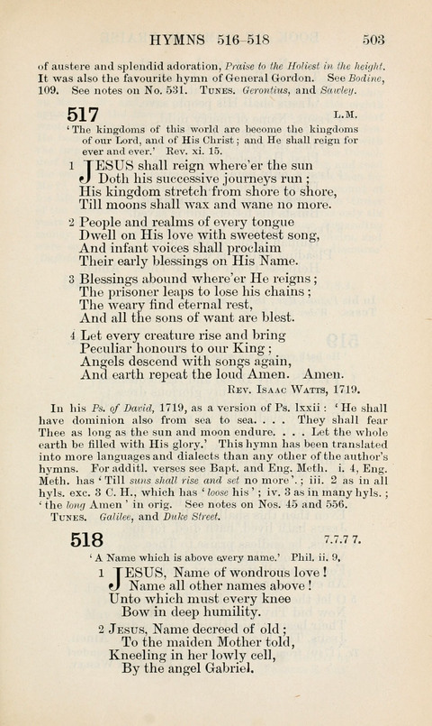 The Book of Common Praise: being the Hymn Book of the Church of England in Canada. Annotated edition page 503