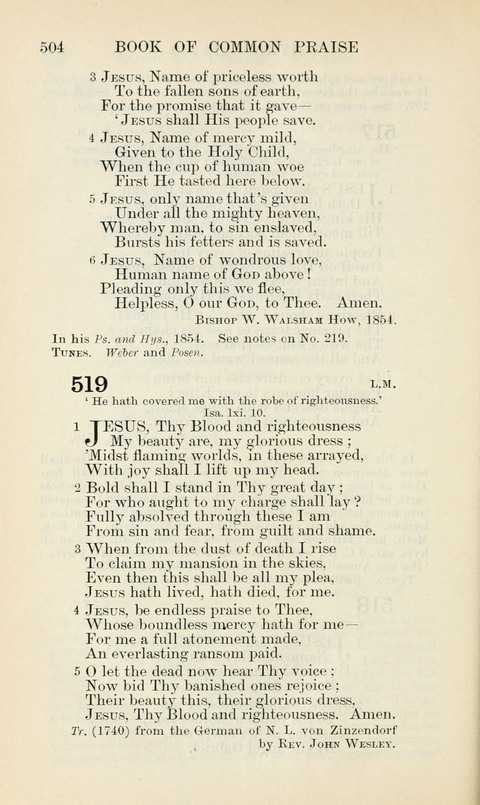 The Book of Common Praise: being the Hymn Book of the Church of England in Canada. Annotated edition page 504