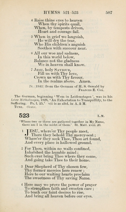 The Book of Common Praise: being the Hymn Book of the Church of England in Canada. Annotated edition page 507