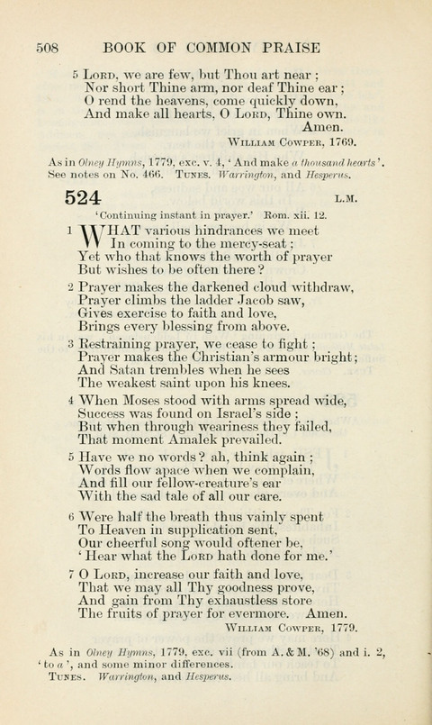 The Book of Common Praise: being the Hymn Book of the Church of England in Canada. Annotated edition page 508