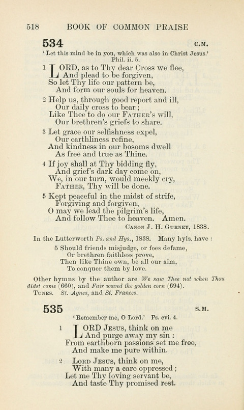 The Book of Common Praise: being the Hymn Book of the Church of England in Canada. Annotated edition page 518