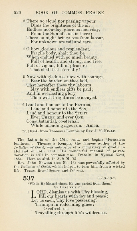 The Book of Common Praise: being the Hymn Book of the Church of England in Canada. Annotated edition page 520