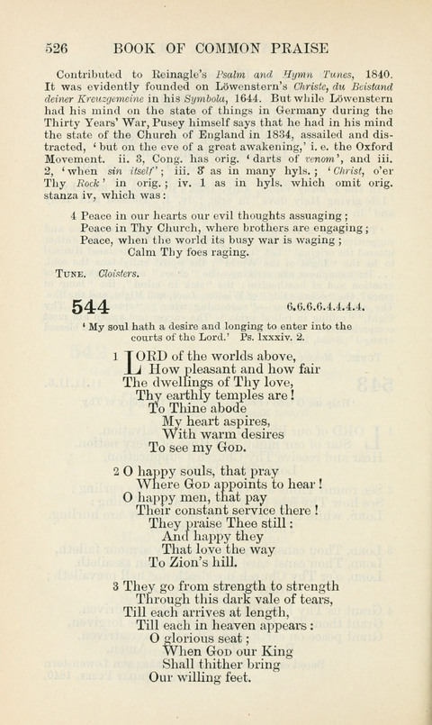 The Book of Common Praise: being the Hymn Book of the Church of England in Canada. Annotated edition page 526