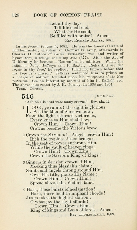 The Book of Common Praise: being the Hymn Book of the Church of England in Canada. Annotated edition page 528