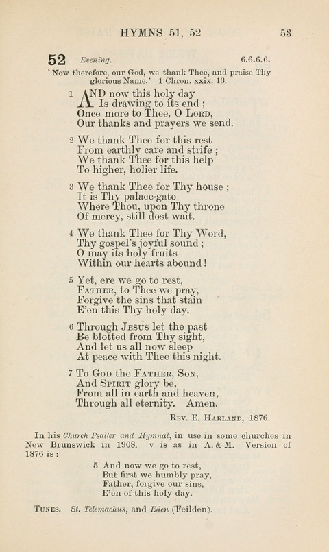 The Book of Common Praise: being the Hymn Book of the Church of England in Canada. Annotated edition page 53