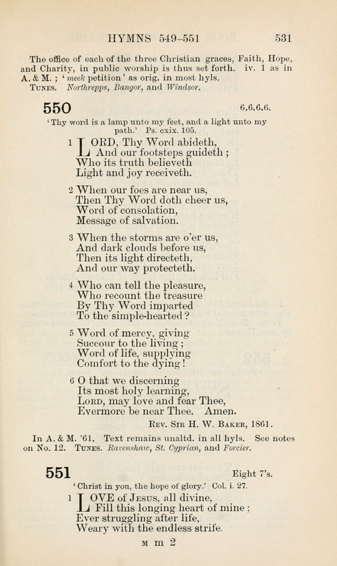 The Book of Common Praise: being the Hymn Book of the Church of England in Canada. Annotated edition page 531