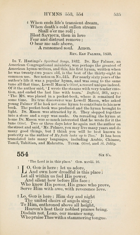 The Book of Common Praise: being the Hymn Book of the Church of England in Canada. Annotated edition page 535