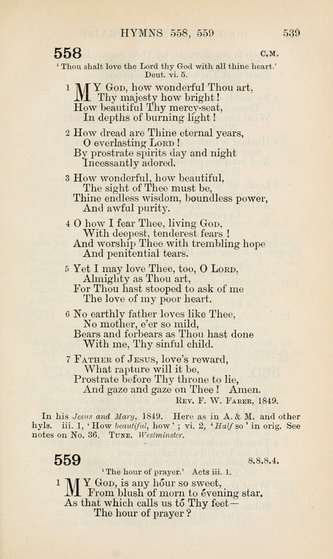 The Book of Common Praise: being the Hymn Book of the Church of England in Canada. Annotated edition page 539