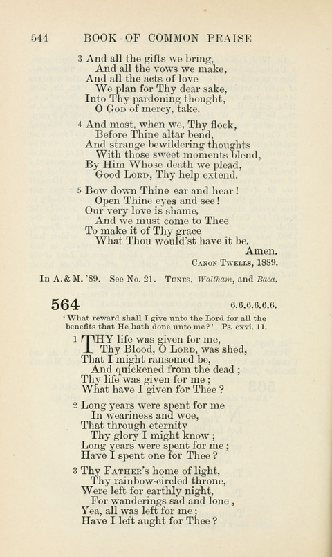 The Book of Common Praise: being the Hymn Book of the Church of England in Canada. Annotated edition page 544