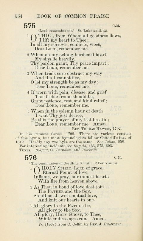 The Book of Common Praise: being the Hymn Book of the Church of England in Canada. Annotated edition page 554