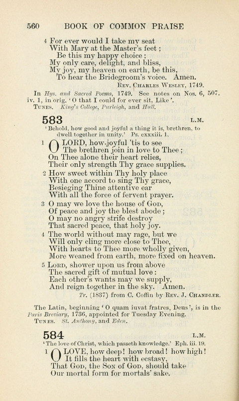 The Book of Common Praise: being the Hymn Book of the Church of England in Canada. Annotated edition page 560