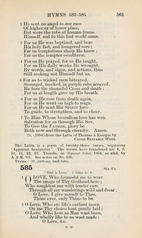 The Book of Common Praise: being the Hymn Book of the Church of England in Canada. Annotated edition page 561