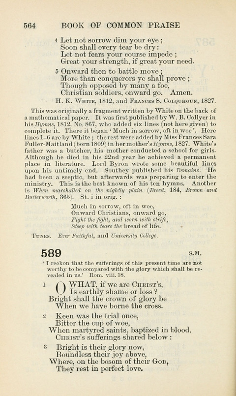 The Book of Common Praise: being the Hymn Book of the Church of England in Canada. Annotated edition page 564