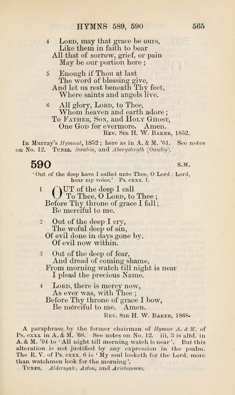 The Book of Common Praise: being the Hymn Book of the Church of England in Canada. Annotated edition page 565