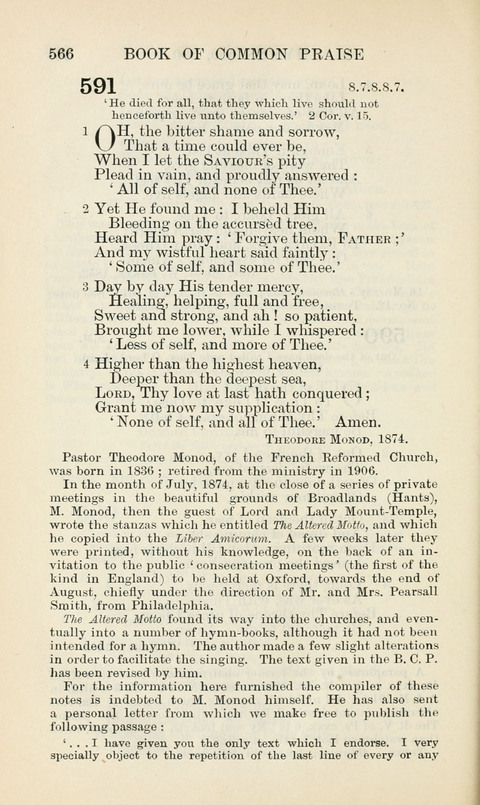 The Book of Common Praise: being the Hymn Book of the Church of England in Canada. Annotated edition page 566