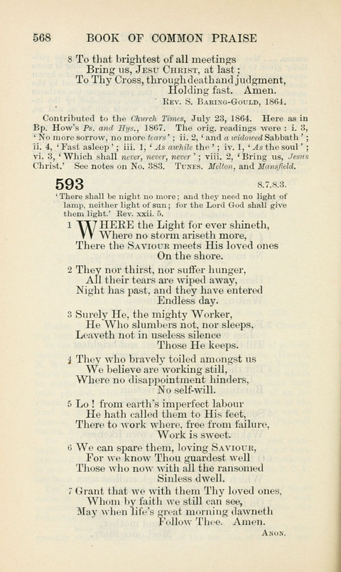 The Book of Common Praise: being the Hymn Book of the Church of England in Canada. Annotated edition page 568