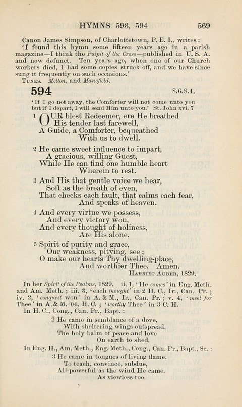 The Book of Common Praise: being the Hymn Book of the Church of England in Canada. Annotated edition page 569