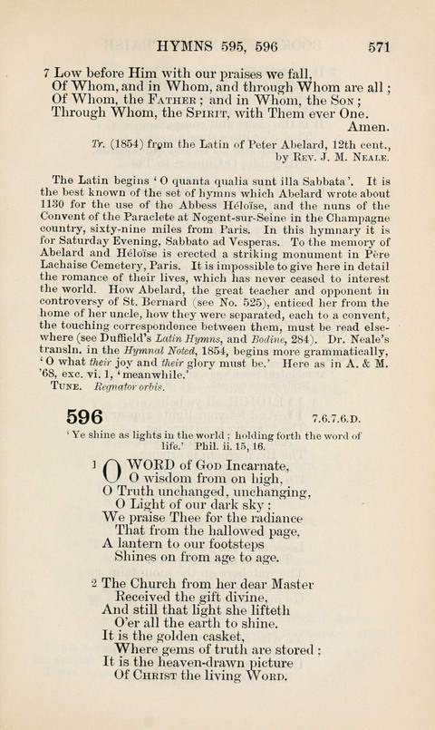 The Book of Common Praise: being the Hymn Book of the Church of England in Canada. Annotated edition page 571