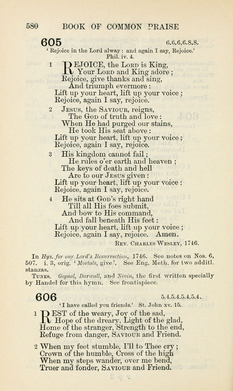 The Book of Common Praise: being the Hymn Book of the Church of England in Canada. Annotated edition page 580