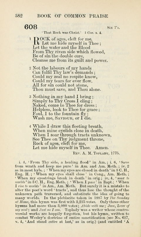 The Book of Common Praise: being the Hymn Book of the Church of England in Canada. Annotated edition page 582