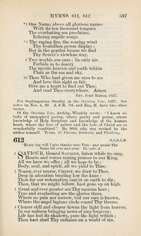 The Book of Common Praise: being the Hymn Book of the Church of England in Canada. Annotated edition page 587