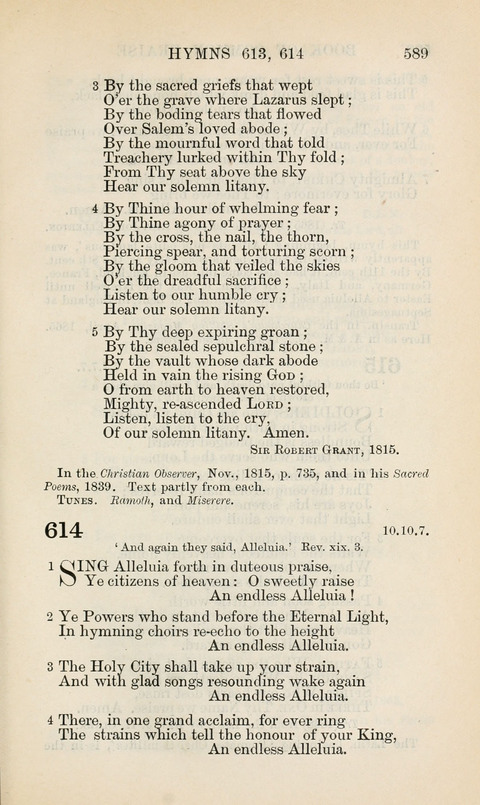 The Book of Common Praise: being the Hymn Book of the Church of England in Canada. Annotated edition page 589