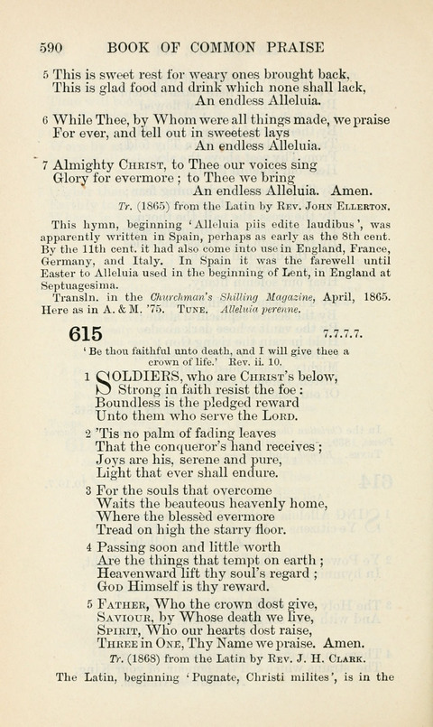 The Book of Common Praise: being the Hymn Book of the Church of England in Canada. Annotated edition page 590