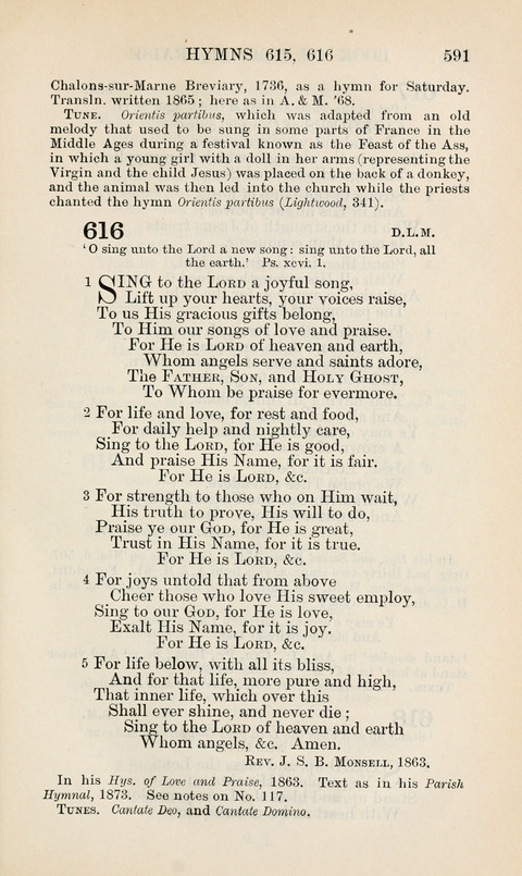 The Book of Common Praise: being the Hymn Book of the Church of England in Canada. Annotated edition page 591