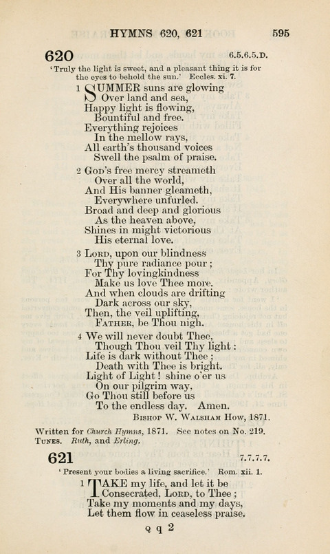 The Book of Common Praise: being the Hymn Book of the Church of England in Canada. Annotated edition page 595